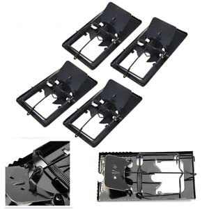 4 x Classic Metal Rat Traps | Reusable Rat Mouse Rodent Large Metal Snap Traps | Traditional Galvanised Metal Rodent Traps Effective For Indoor/Outdoor Use