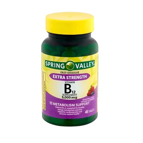 Unique Bundle Store Extra Strength Vitamin B12 5000 mcg 45 Tablets Mixed Berry Flavor Fast Dissolve B12 Vitamins Daily B 12 Supplement for Metabolism Support (Pack of 1)