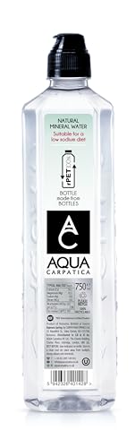 AQUA Carpatica Sports Cap 750ml x 6 - rPET - Pure Natural Still Mineral Water for Active Hydration, Nitrate-Free, Low Sodium, Naturally Alkaline, Enhanced Natural Electrolytes for Peak Performance