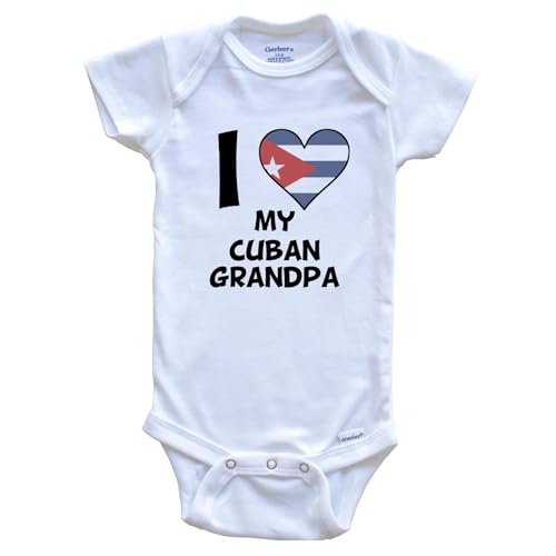 I Heart My Cuban Grandpa Cuba Flag One Piece Baby Bodysuit
