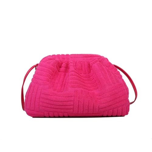 Women's Crossbody Bag - Soft Cloud Bag, One-shoulder Tote, Pleated Pouch - Y2K Style (Rose Red)