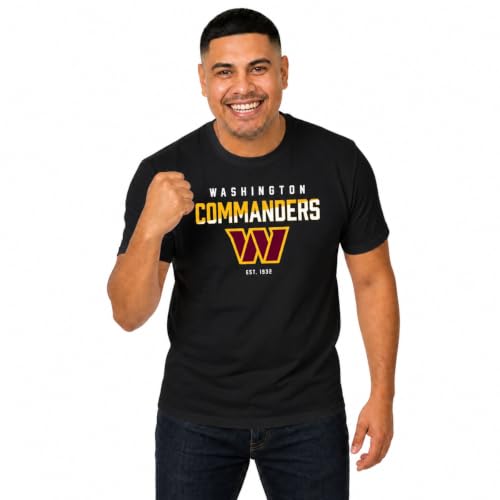 Team Fan Apparel Adult NFL Diagonal Fade Color Block T-Shirt - Officially Licensed - Tagless - 100% Cotton - Unisex (Washington Commanders - Black, Medium)