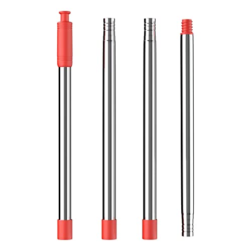 4-Section Spin Mop Replacement Handle，2.5-To-5 Foot Mop Stick Compatible With Triangle Spin Mop Base, Compatible With Ocedar Mop Handle For Easywring Mop Refills，Stainless Steel Mop Bars (Red) #TOP22