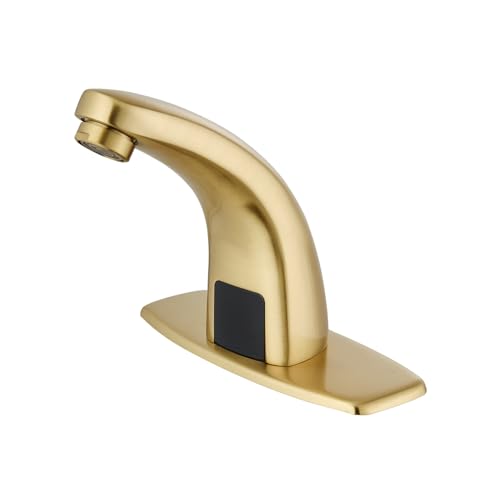 Gangang Touchless Bathroom Sink Faucet, Hands Free Gold Automatic Motion Sensor Touchless Faucet for Household Bathroom
