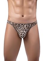 Eagerlove String Tanga Herren T-Back Slip Unterwäsche Männer Low Rise Unterhosen Dessous Thong mit Beutel Panty Underwear Briefs Leopard Large