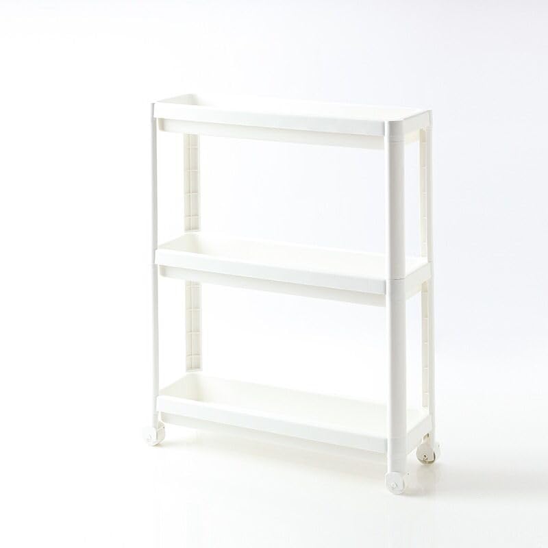Generisch Küchenwagen mit 3 Ebenen – Rollwagen Nischenregal auf Rollen – Platzsparendes Küchenregal & Badregal – Servierwagen für Küche, Büro, Bad – 54×18×71 cm Weiß
