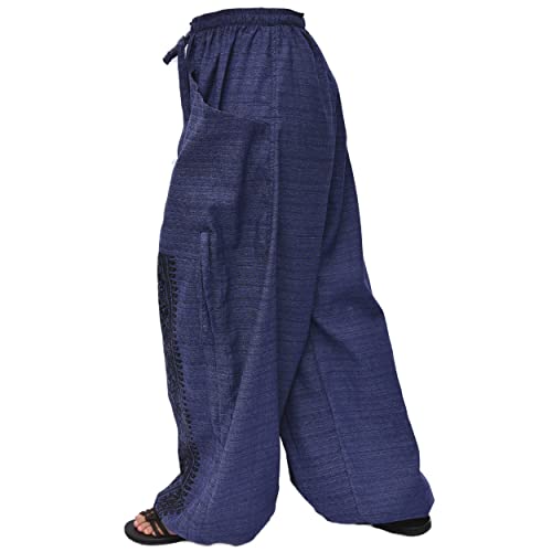 Siamrose Casual Yoga Harem Pants Men Women Lounge Pants 2 Pockets Adjustable Length Blue #TOP2