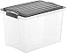 Produktbild Rotho Compact Aufbewahrungsbox 19l mit Deckel, Kunststoff (PP) BPA-frei, grau/transparent, A4/19l (39,5 x 27,5 x 27,0 cm)