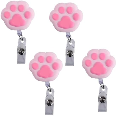 Aazon.co : 4Pcs Pink Cat Paw Retractable Badge Reel, Nae Card Holder - View #9