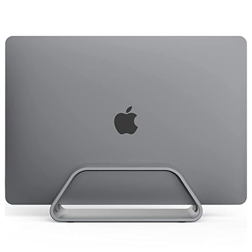 HumanCentric Vertical Laptop Stand for MacBook, Compatible with MacBook Pro Stand, MacBook Air Stand, Laptop Holder for Apple Laptop Desk Stand, Aluminum Laptop Vertical Stand, Space Gray Mac Stand