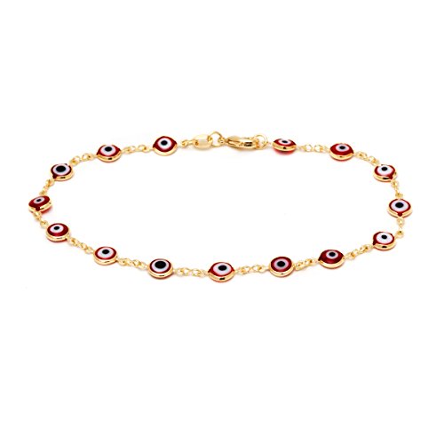 Image of Barzel 18k Gold Plated Evil Eye Anklet Bracelet - Made In Brazil