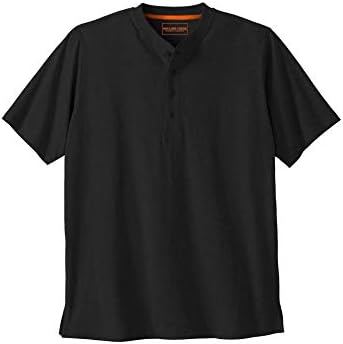 Boulder Creek by Kingsize Men's Big & Tall Heavyweight Short-Sleeve Henley Shirt - Big - 5XL, Black