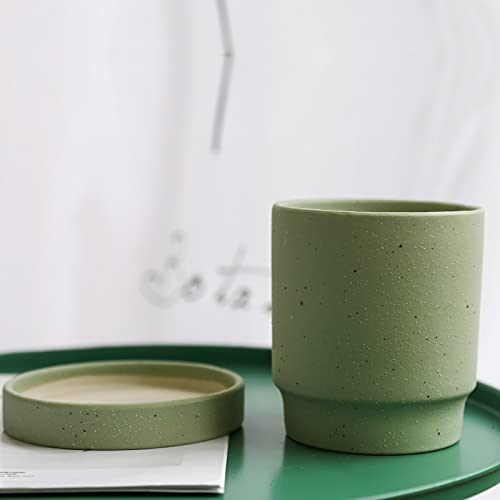 Pot de fleurs en céramique cylindrique blanc pour plante succulente - 6