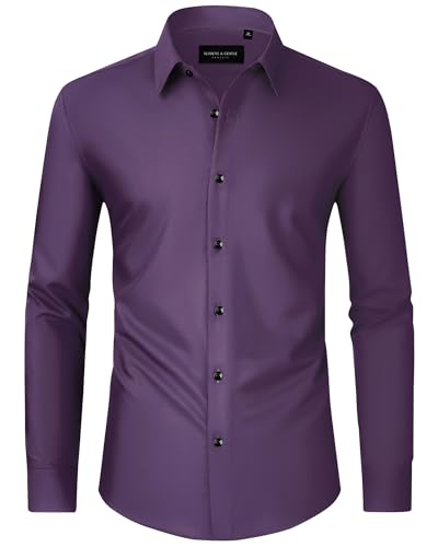 Image of Alimens & Gentle Men's Dress Shirts Long Sleeve Wrinkle Free Stretch Business Casual Wedding Button Down Shirt