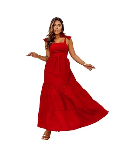 Vestido Versáti Casual Multiuso Longo Moda Feminina (as2, alpha, x_l, regular, regular, Vermelho)