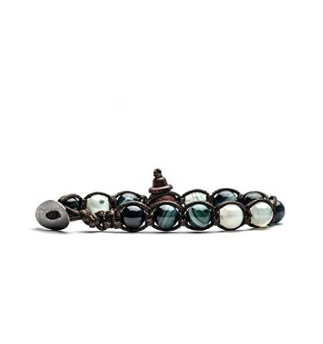 Bracelet TAMASHII agate verte persie striée cadeau idéal BHS900-161