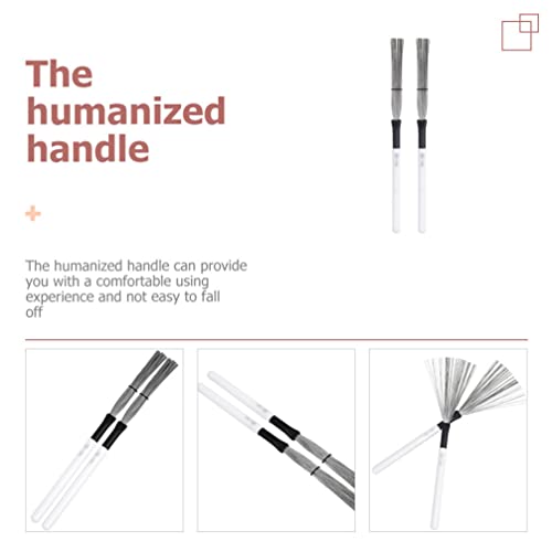 Vaguelly Enhance Your Drumming Experience 2pcs Jazz Drum Brushes Wire Brush Wooden Handle miniatura 5