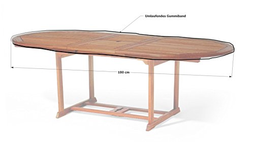 GRASEKAMP Qualität seit 1972 Gartentisch Tischplatten Abdeckung Schutzhülle Plane Abdeckplane 180x100cm oval