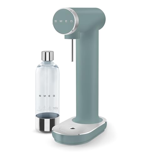 Image of SMEG Soda Maker - Sparkling Water Machine for Kitchen Counter - Collezione - Includes 1L Bottle - Compatible with Standard 60L CO₂ Cylinders (Matte Jade)