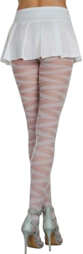 Image of ToBeInStyle Women's Strappy Zig Zag Lace Up Bandage Print Fashion Goth Tights