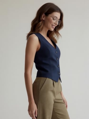Image of ROCKSY V Neck Waistcoat for Women | Sleeveless Formal Jacket Top | Office Wear Regular Fit Blazer Vest.
