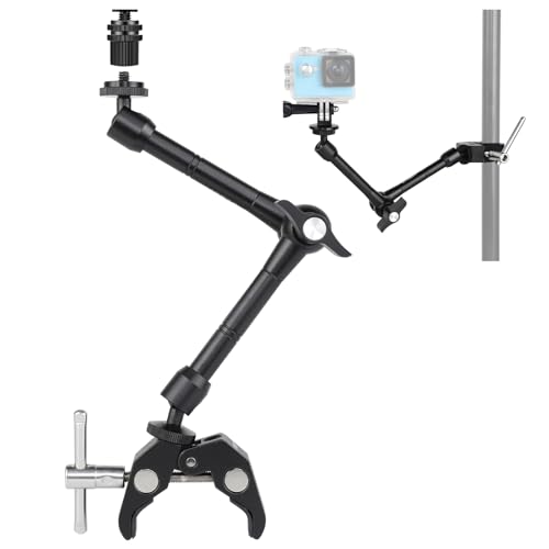 Image of UTEBIT Upgraded 11inch Articulating Magic Arm with Large Super Clamp & Hot Shoe Mount Adapter Friction Arms 28cm Adjustable Camera Monitor Bracket Kit for DSLR Camera Rig,LED Light,Flash Light,Video | ARRI 1 /4 inch Thread, ARRI 3 /8 inch Thread
