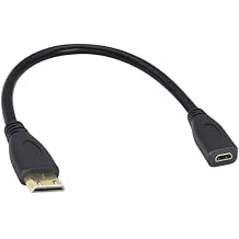 Mini HD-MI to Micro HDMI Cable, Mi-ni HDMI Male to Micro HD-MI Female Cable, Mi-cro HDM-I v1.4 Socket Type D Female to Mini H-DMI 1.4 Type C Male Adapter Cable [0.2m/8inch/1pack]