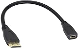 HCFeng Mini HD-MI to Micro HDMI Cable, Mi-ni HDMI Male to Micro HD-MI Female Cable, Mi-cro HDM-I v1.4 Socket Type D Female to Mini H-DMI 1.4 Type C Male Adapter Cable [0.2m/8inch/1pack]