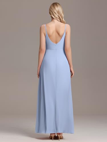 Image of Ever-Pretty Women's Sexy Side Slit V Neck Spaghetti Straps Chiffon A Line Bridesmaid Dress 0128B-PH