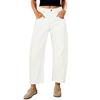Vetinee Jeans Bianchi Donna Jeans A Palazzo Donna Bianco Creme Taglia Small: EU 34-36