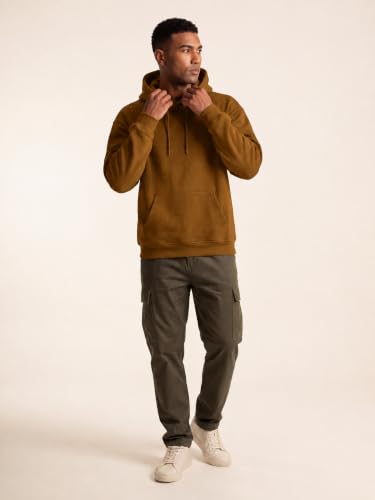 Image of JMIERR Mens Fleece Lined Oversized Hoodie Pullover Sweatshirts | Fall Winter Cozy fleece-lined pullover, adjustable drawstring hood, kangaroo pocket, regular fit, machine wash