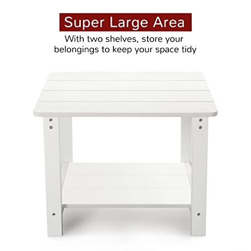 Stoog Oversized Outdoor/Indoor Side Table, Weather Resistant Hips Plastic Porch Tables, For Backyard, Patio, Pool, Deck And Garden, White, 22.8" D X 17" W X17.5 H #TOP4