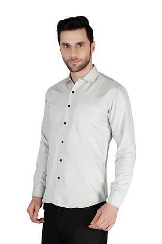 Image of Mens Slim fit Solid Casual Cotton Shirt with Spread Collar and Full Sleeves || Suitable for Office wear