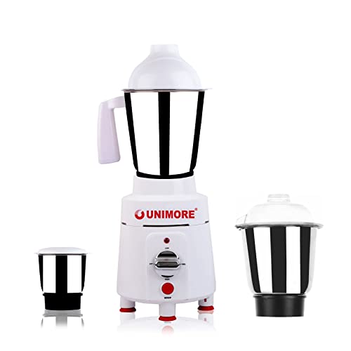 OUNIMORE 1500W Tornado mixer grinder, White 3 Steel jars Home use only (10 years motor warranty)