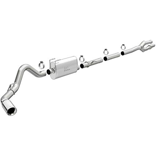 MagnaFlow Cat-Back Performance Exhaust System 19351 - Street Series, Stainless Steel 3.5in Main Piping, Single Passenger Side Rear Exit, Polished Finish 5in Exhaust Tip - Truck Performance Exhaust Kit