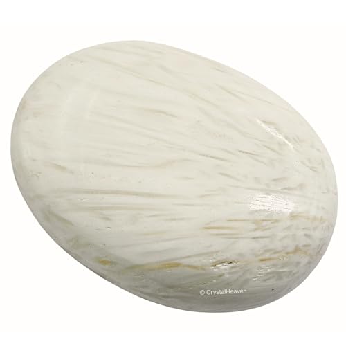 Image of Crystal Heaven Scolecite Crystal Palm Pebbles Stones For Anxiety Stress Relief Massage - Aaa Grade Original Healing Gemstone Agate Palm Stone For Yoga Meditation Spiritual Reiki Feng Shui