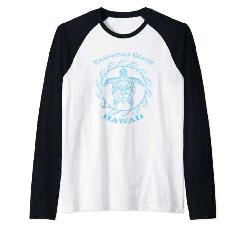 Kaanapali Beach Hawaii Tribal Sea Turtle Summer Raglan Baseball Tee