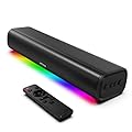 Sound Bars for TV 16-inch, Cinematic Soundbar for TV with Impactful Bass, Dynamic Lights and Remote Control, Wall Mountable, Bluetooth TV Sound Bar Speakers with Bluetooth/Optical/AUX Connection