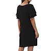 QIXING-Womens-Summer-Casual-Loose-Mini-Dress-V-Neck-Bell-Short-Sleeve-Shift-Dress QIXING Women's Summer Casual Loose Mini Dress V-Neck Bell Short Sleeve Double Layer Shift Dress Black-XL-16