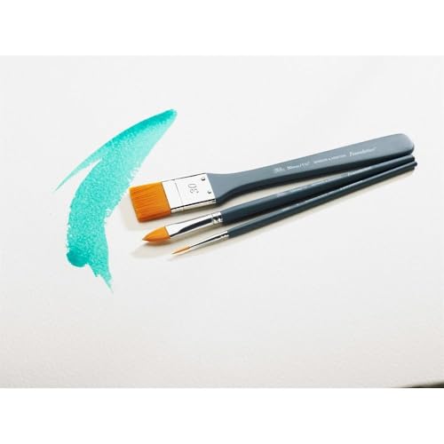Winsor & Newton Foundation Synthetic Acrylic Brush Set, Short Handle, Round, Filbert & Flat, 6 Pack by Winsor & Newton - Image 4
