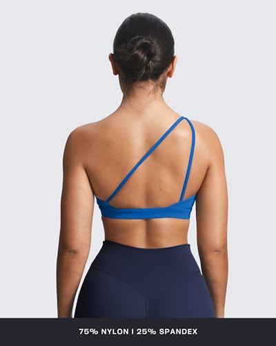 Image of Aoxjox Astoria One Shoulder Sports Bra | asymmetrical workout top, women's fitness training gym yoga crop tank, 4-way stretch, moisture-wicking