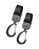FPIJMG Ganci Passeggino 2 Pz Nylon Nero, Moschettoni Antiscivolo Universali, Supporto Sicu...