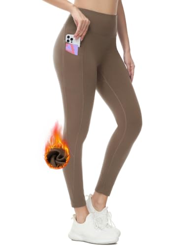 Image of baleaf Women's Fleece Lined Leggings Thermal Warm Winter Tights | 25 inch /27 inch, Water Resistant, Pockets, Running, Hiking, Yoga, Skiing, Travel, for Cold Weather, Leggings for Women