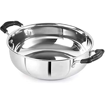 Stainless Steel Kadhai for Daily Use (Induction Bottom) (Stainless Steel, 11 Inch)