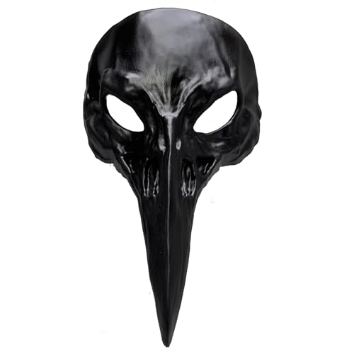Plague Doctor Mask Long Nose Raven Bird Skeleton Masquerade Mask Steampunk Cosplay Halloween Bird Costume Mask (Black)