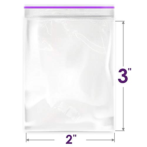 2" x 3" (100 Pcs) Small Ziplock Bags with 100 Pcs Stickers Labels