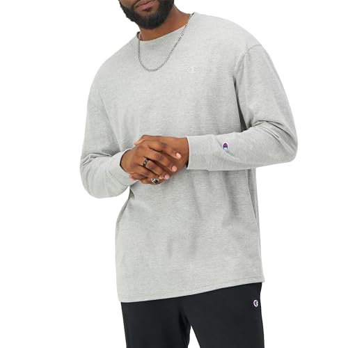 Image of Champion Men's Classic Long Sleeve T-Shirt, Standard Fit, Script & C Logo, Available in Regular and Big & Tall
