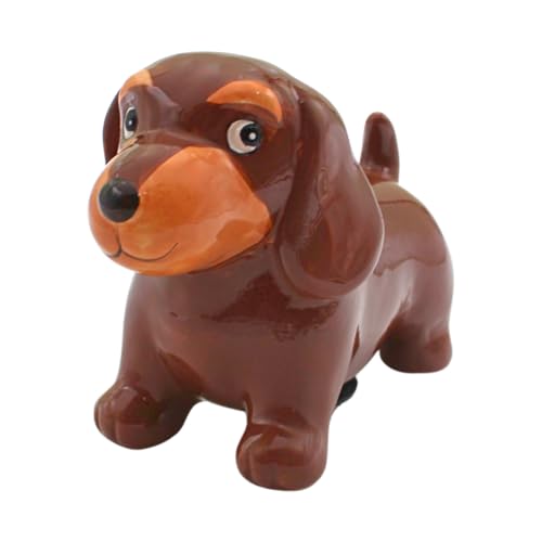 Dekohelden24 Tirelire en Forme de Chien - Teckel - pour Enfant - en céramique - Marron - L x l x H 9 x 18 x 13 cm