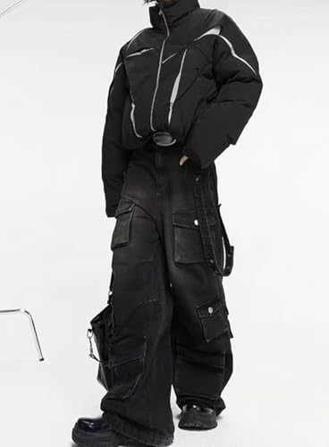 POHADON Baggy Cargo Pants for Women Loose Fit Straight Wide Leg Denim Jeans Pants Y2k Emo Clothes Hip Hop Streetwear4