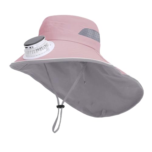 Kids Mesh Sun Hat with Portable Mini Fan Baby Boy Girl UPF 50+ Summer Cooling Bucket Cap Wide Brim Beach Visor Hat